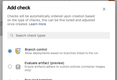 variable group branch control settings