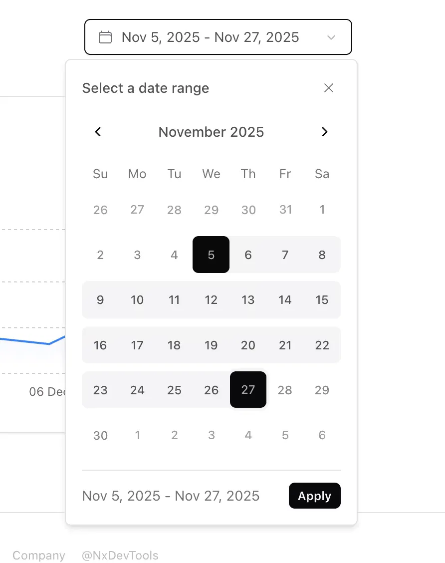 New date range picker