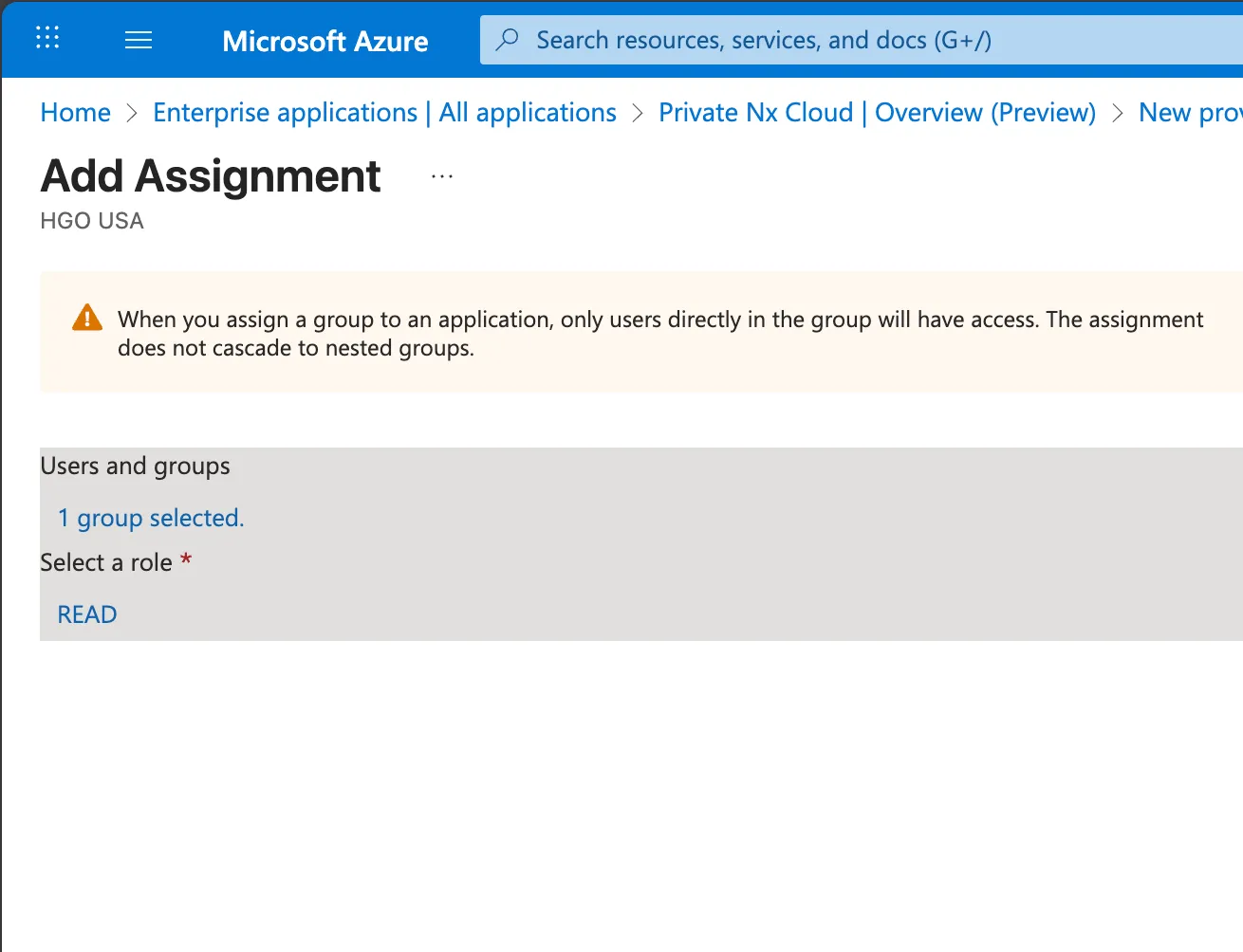 Assign the READ role to the group