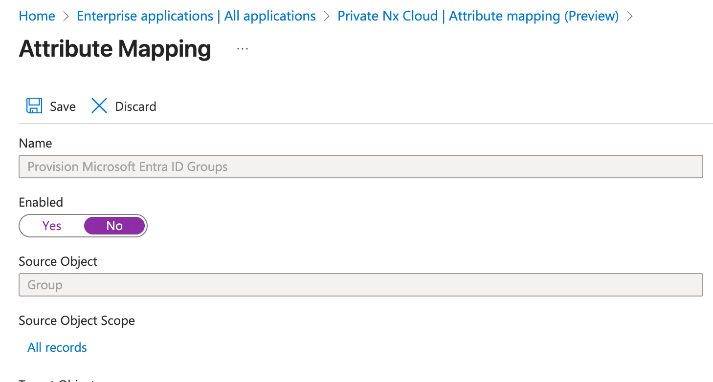 Disable the group provisioning mapping