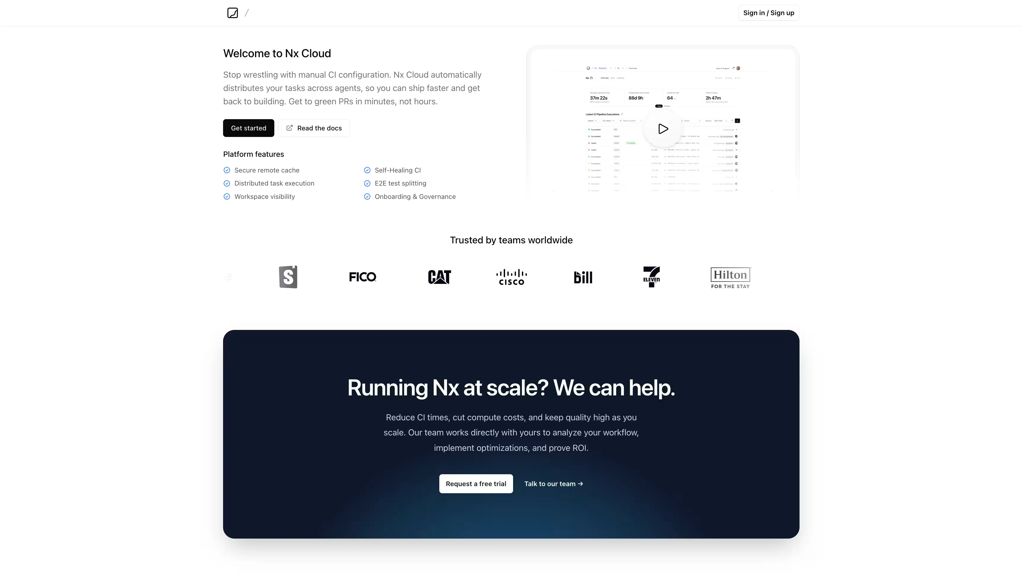 Welcome splash page